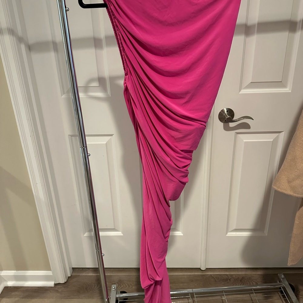 Norma Kamali Vibrant Pink Asymmetrical Skirt